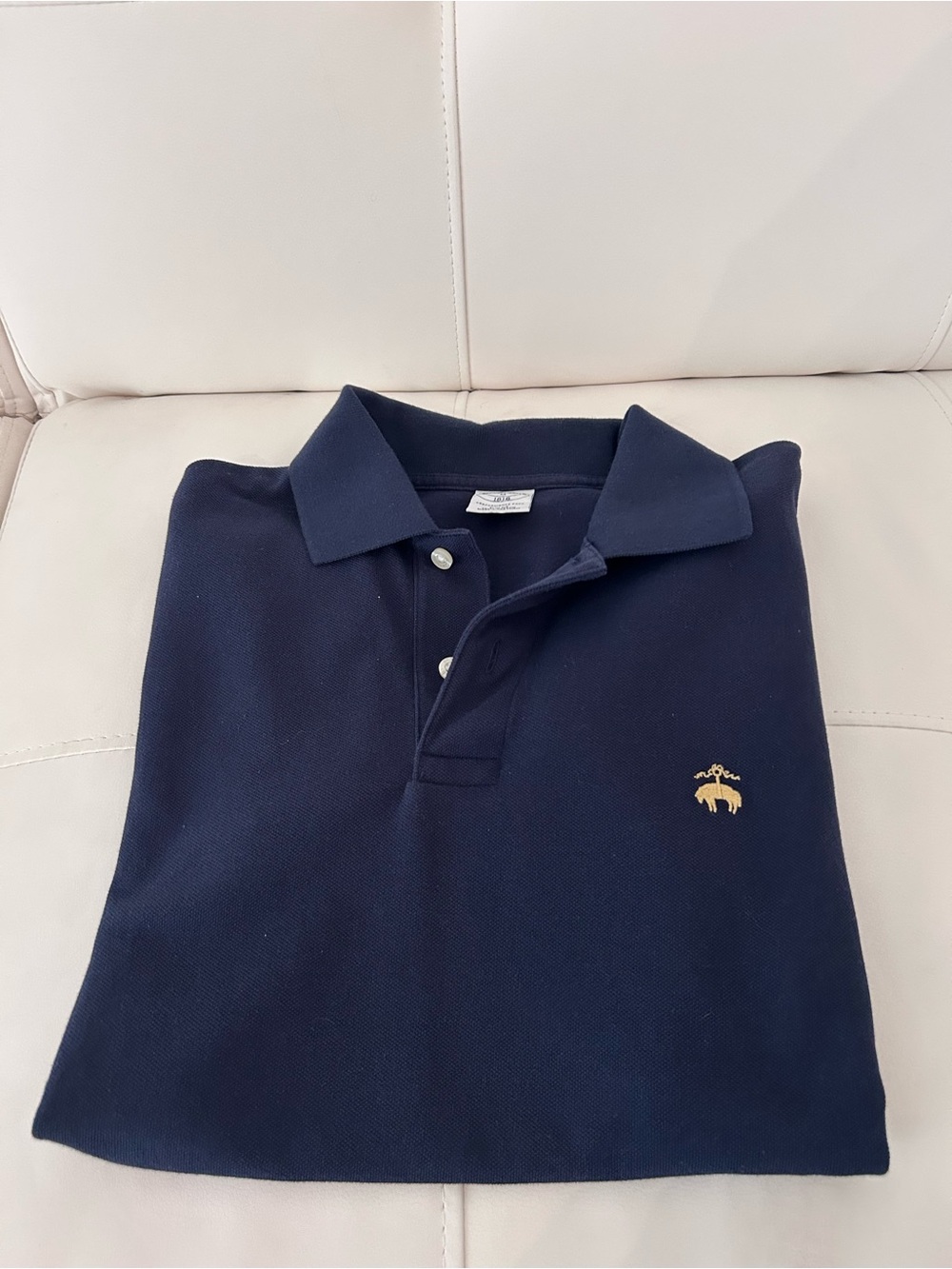 Brooks Brothers Navy Polo with Gold Emblem